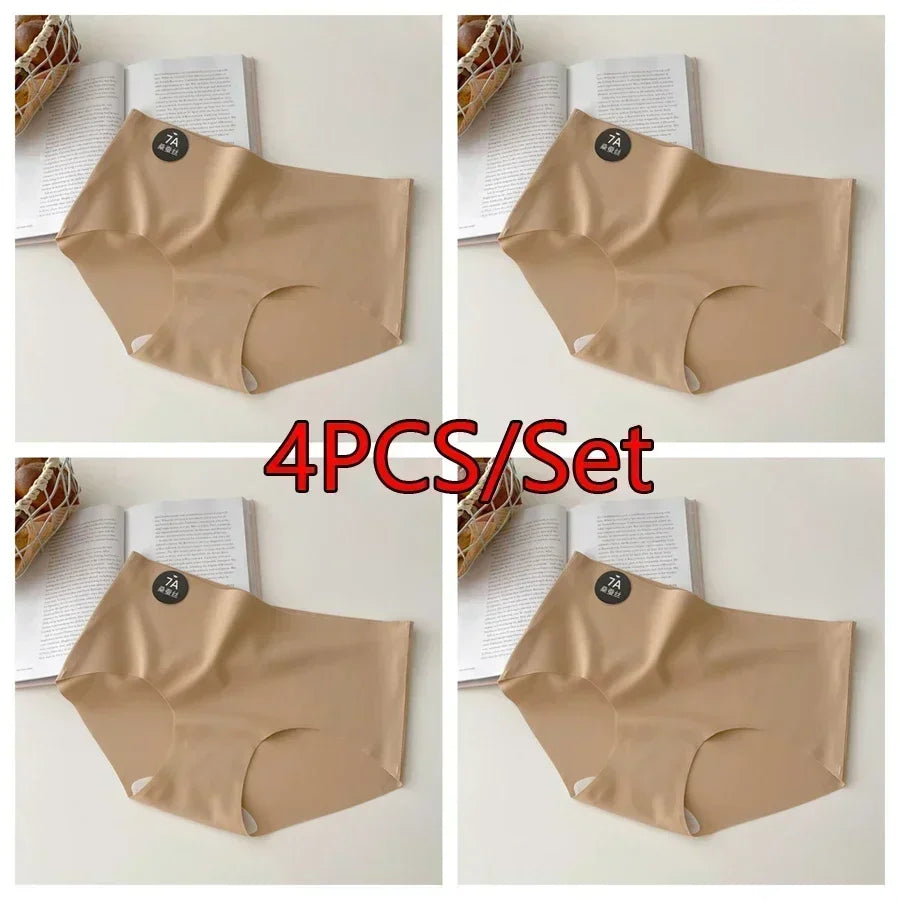 4PCS Women's Seamless Mid-Rise Briefs - Soft Nylon Panties