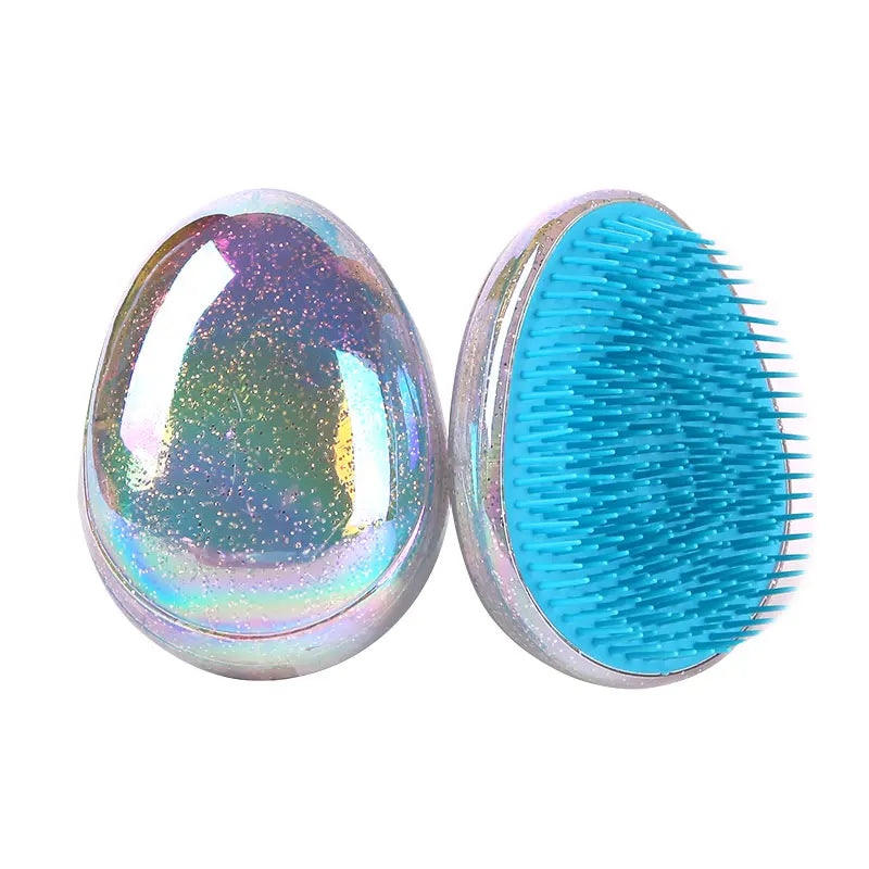Marbling Egg Shape Glitter Straight Hair Brush Anti-knotting Hair Smoothing Combs Anti Static Massage Hairbrush Tangle Hair Care