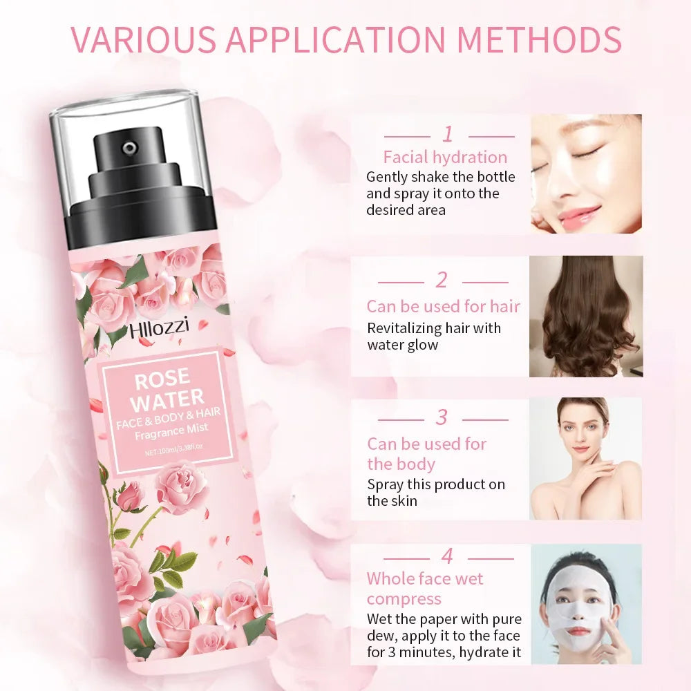 100ml Rose Water Spray Hydrating Moisturizing Rose Pure Dew Toner Face Mists Face Care Skin Care Face Spray