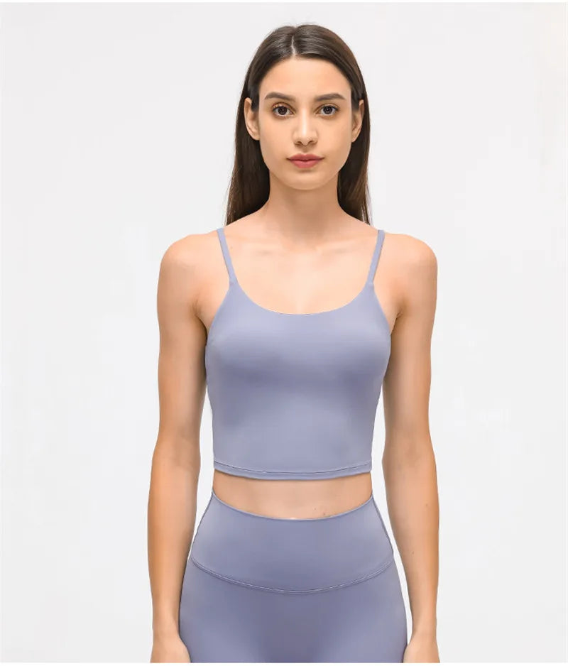 Solid Color Women Sports Bra Comprehensive Training Shockproof Halter Soft Sports Fitness Top Gym Yoga Chest Pad Comprehensive