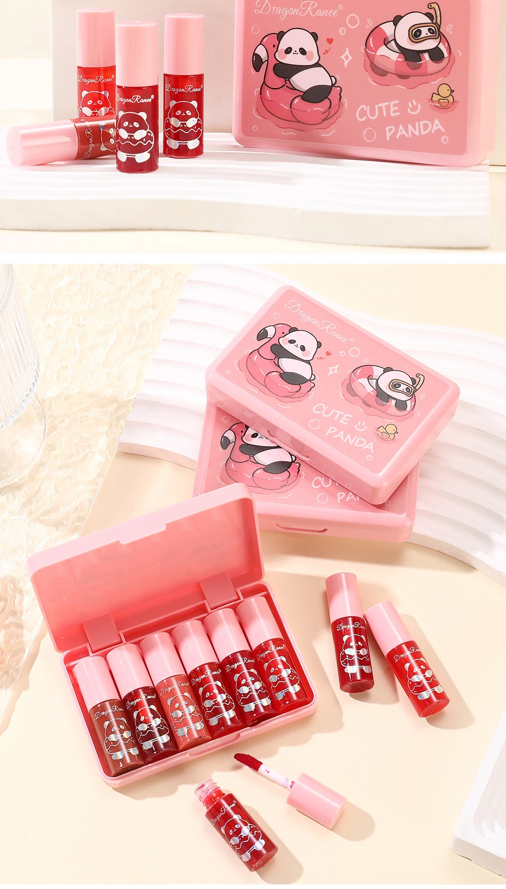 6Pcs/Set Lip Gloss Set Moisturizing and Nourishing Gentle Lipstick Non-Greasy Waterproof Lip Glaze Sweat-Proof Mirror Gloss Lipstick Long-Lasting Lip Glaze Set