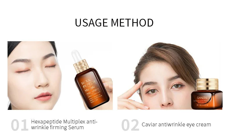 Small Brown Bottle Caviar Eye Cream 50ml Hexapeptide Serum Essence Anti-Wrinkle Face Serum Firming Serum