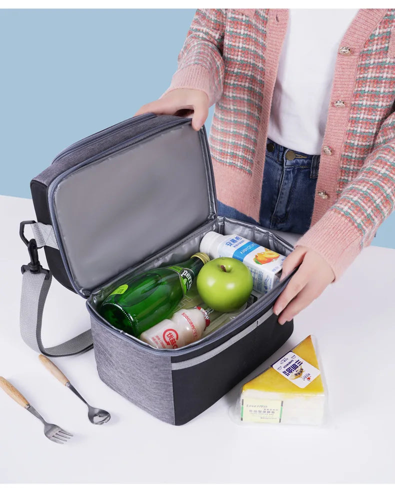 Bolsa de almuerzo de pana con aislamiento térmico, lonchera, bolso de mano, multifuncional, para niños, escuela, enfriador, bolsa de picnic, bolsa de comida
