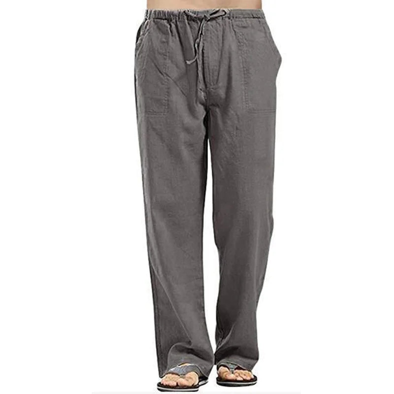 Spring Linen Wide Men Pants Korean Trousers Oversize Cotton Streetwear Male New Yoga Pants Casual Men Clothing Sweatpants