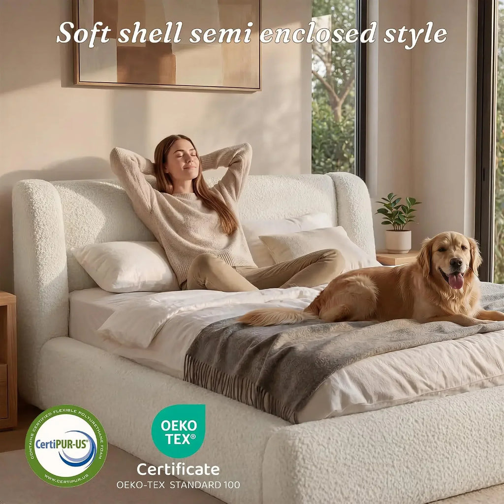 Queen Size Cloud Bed Frame Anti Slip Bottom Noise Free Soft Corner Easy Assembly