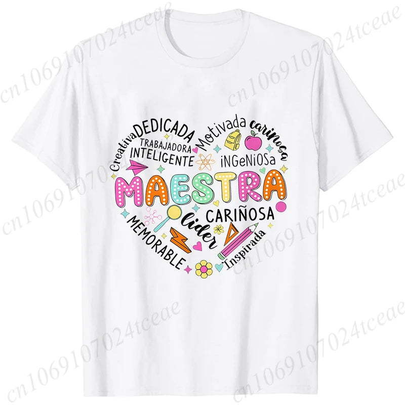 Spanish Maestra Women's T-Shirt Casual Short Sleeve Graphic Tee