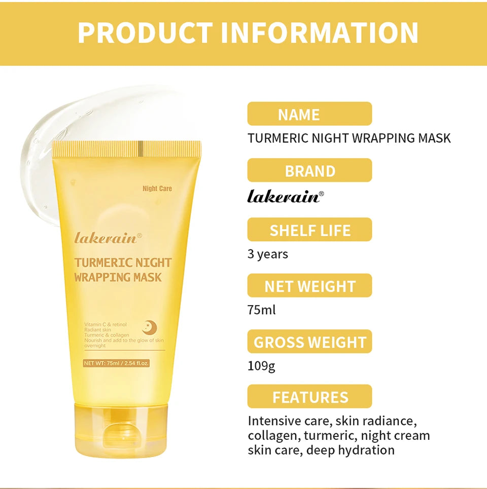 Collagen Overnight Wrapping Peel Off Facial Mask, Korean Collagen Night Wrapping Mask Deeply Hydrates Night Care Mask Cream 75ml