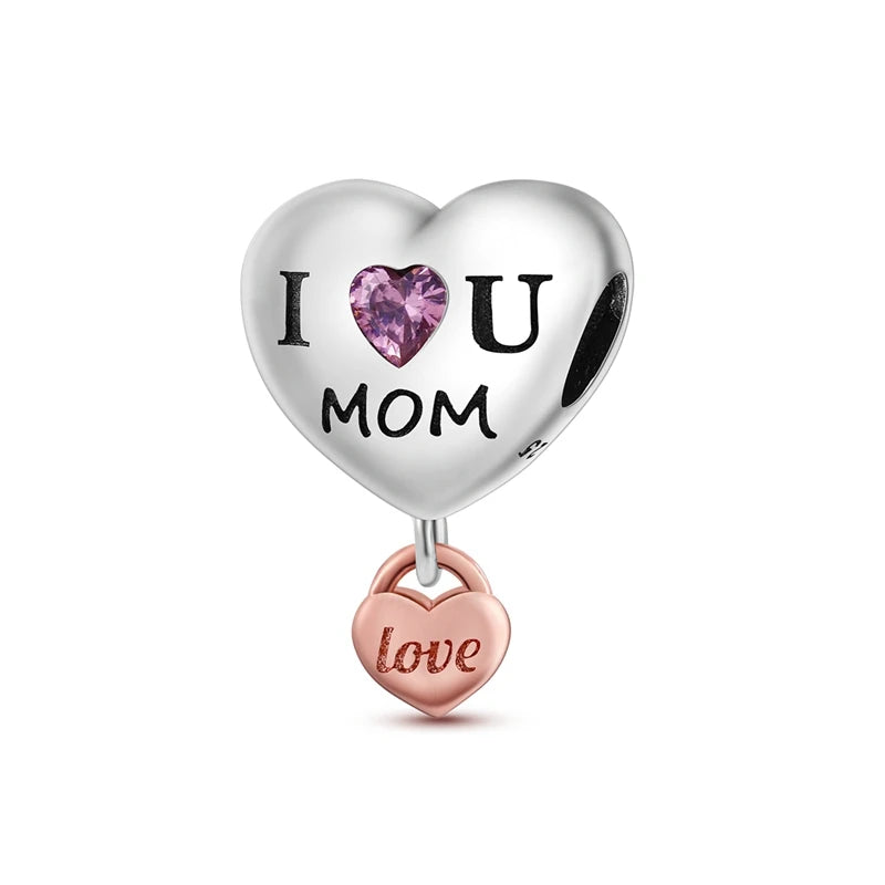 925 Sterling Silver Heart Charm Bead With Zircon Accent, GDTC Certified Fine Jewelry Gift For DIY Bracelet Makers