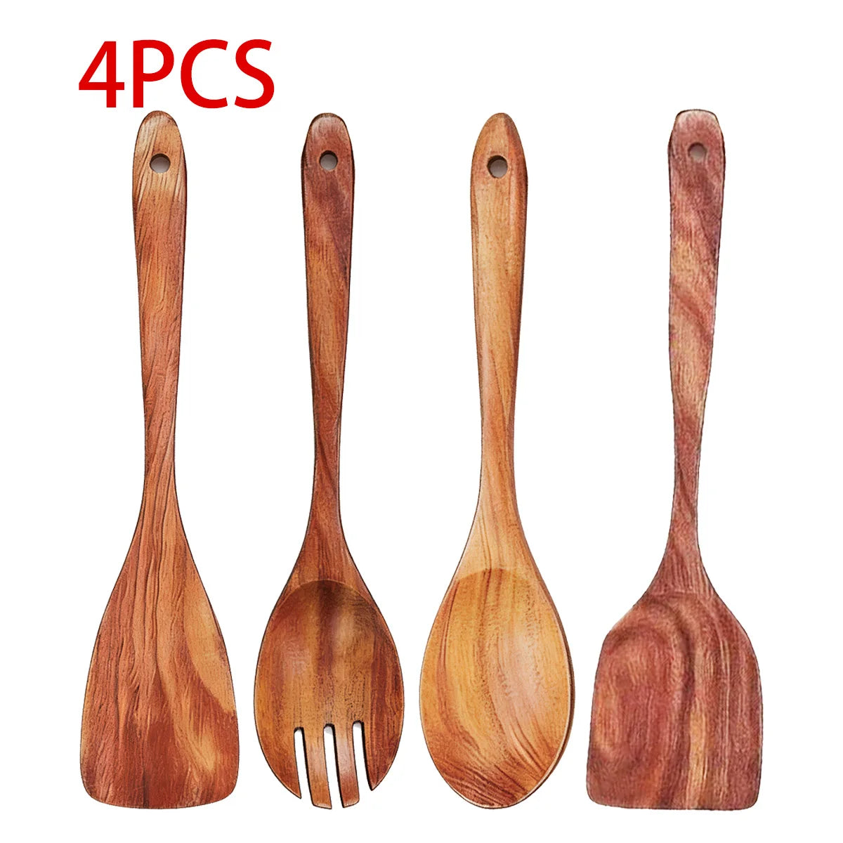 10-Piece Teak Wooden Cooking Utensil Set