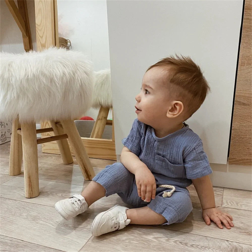 2 Pieces Babies Outfit Set Cotton Newborn Baby Girl Clothes Boys Toddler Romper T-Shirts And Shorts Infant Design Soft Clothes