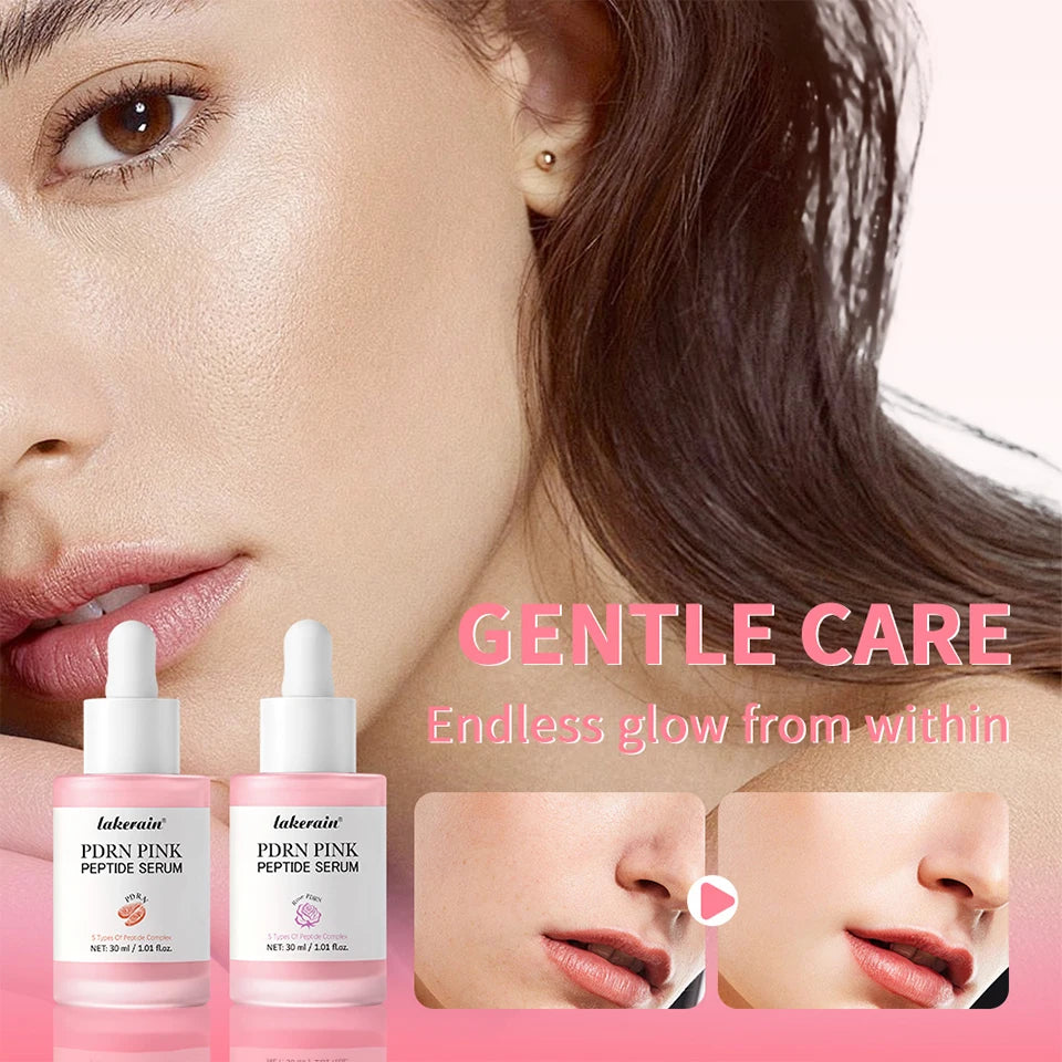 Lakerain 2Pcs Set 0-Pore Toner Pad & Salmon PDRN Pink Peptide Facial Serum Deep Moisturizing Glow Korean Facial Skin Care Kit