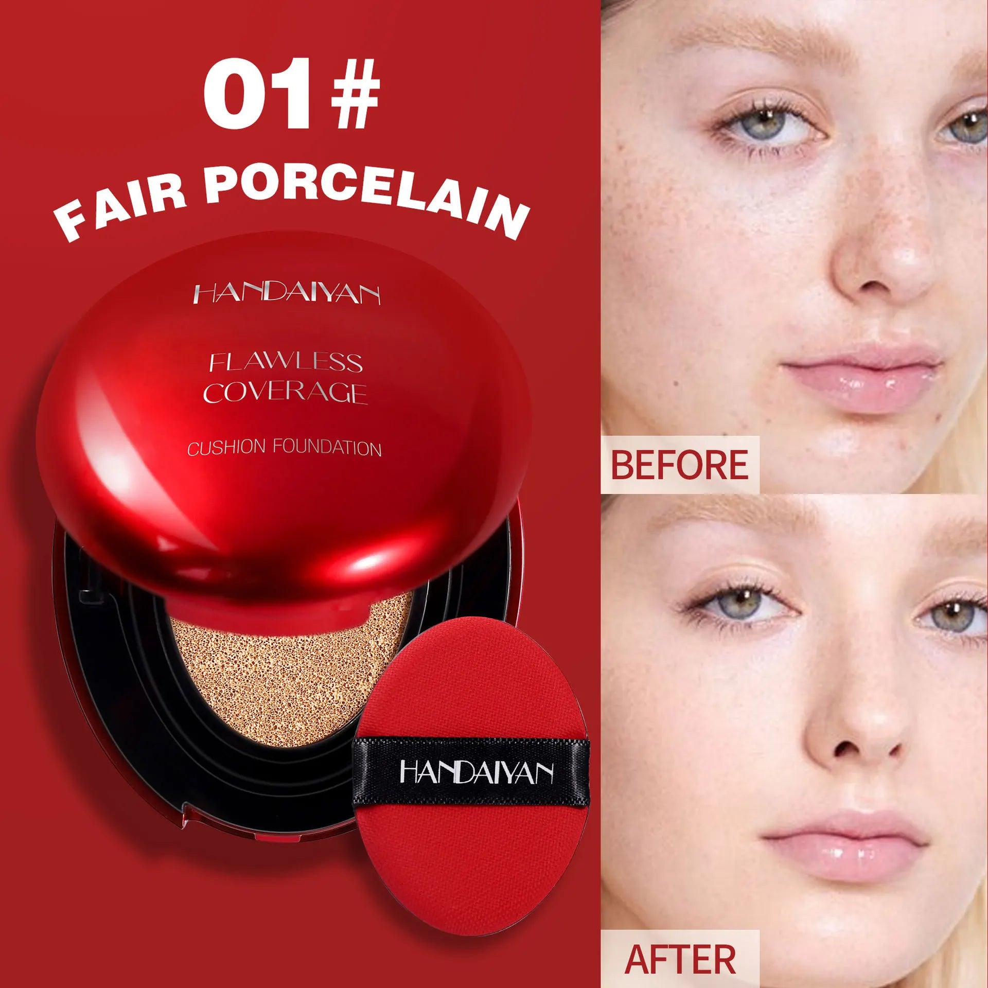 Korean Air Cushion Foundation - Light Natural Moisturizing Concealer Whitening Oil-Control Women's Long-lasting Makeup Base