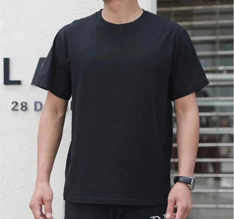 Men'S T-Shirts 2025 Summer Oversize Cotton T-Shirt Casual High Quality Short Sleeves Tee Shirt Men Basic Solid Color Sports Tops