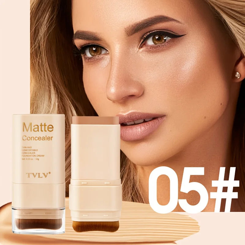 2-In-1 Concealer Eraser Dual-Head Foundation Stick With Brush For All Skin Tones Waterproof Non-Caking Nine Colors 15G