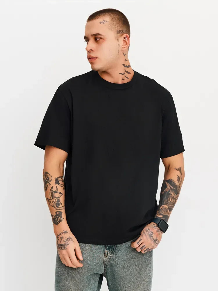 Solid Color Couple T-Shirts Four Seasons Basic Men'S And Women'S Short Sleeve Tees Tops Casual Breathable Oversized Sports T Shirt