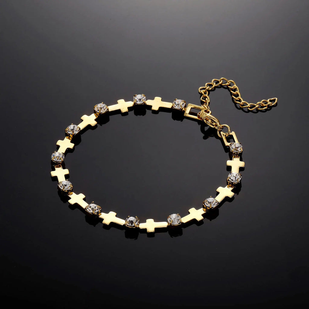 Stylish Men'S Cross Bracelets,Hiphop Stainless Steel Zircon Tennis Bracelet,Birthday Father Gifts