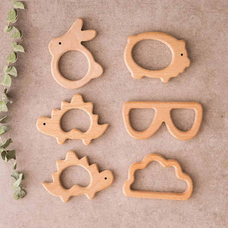 1pc Baby Teether Wooden Animal Pacifier Pendant BPA Free Beech Koala Rodent Teething Toys Kids Products Gifts