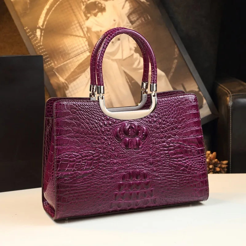 2026 New Ladies Large Tote Business Bag Luxury Leather Crocodile Pattern High Capacity Handbag Single Shoulder Bag for Women