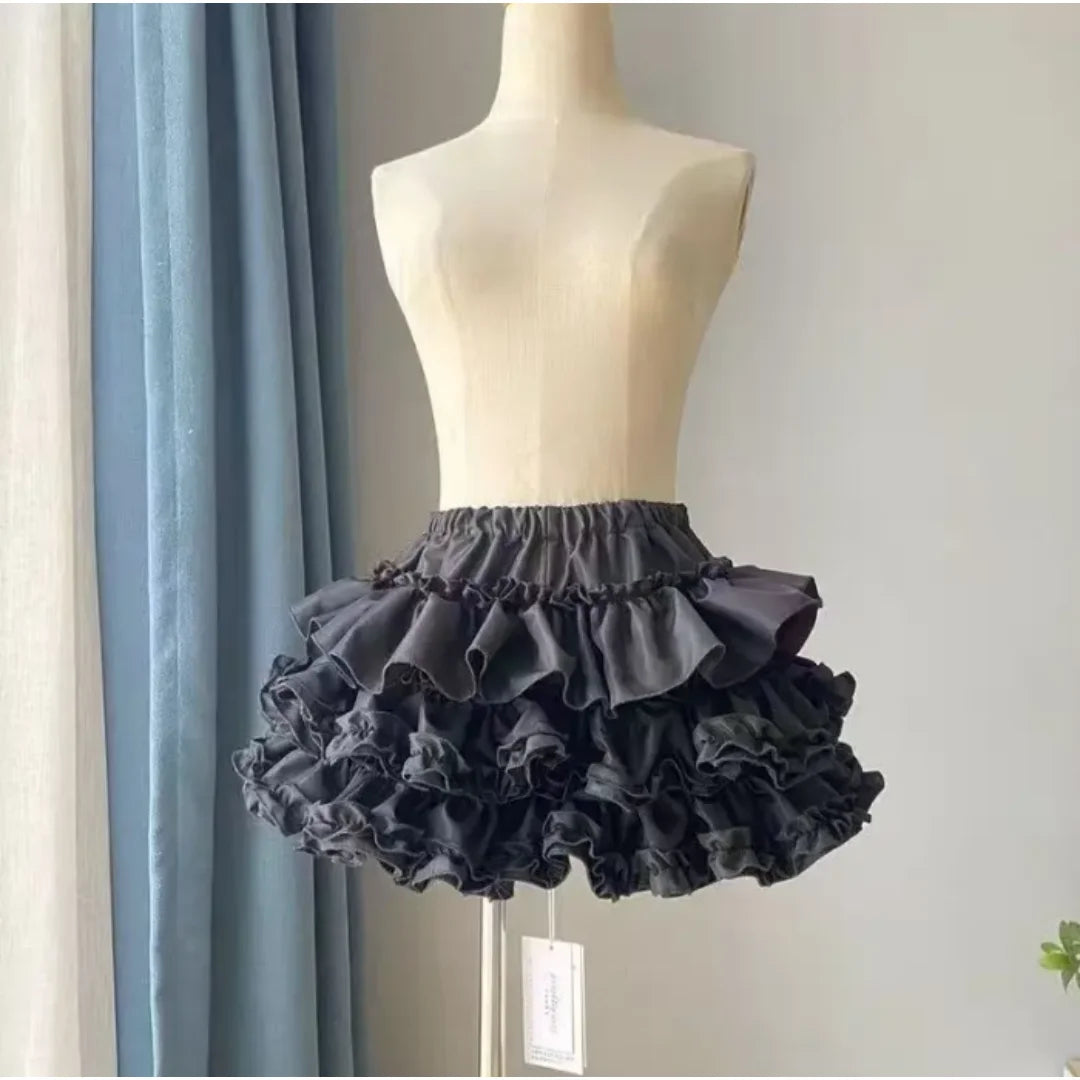 Japanese Y2k Cute Ruffled Plaid Skirt Punk Rock Subculture Cake Skirts Japanese Preppy Style Casual New Women Skirts Lolita Lace