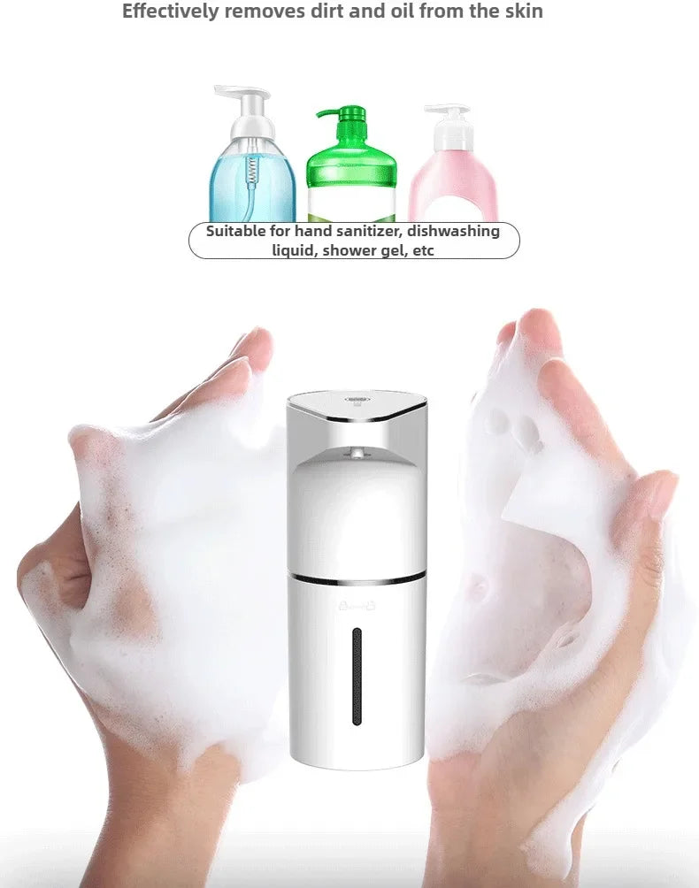 2026 Nuevos dispensadores automáticos de jabón en espuma para baño, máquina inteligente de lavado de manos con carga USB, material ABS blanco de alta calidad