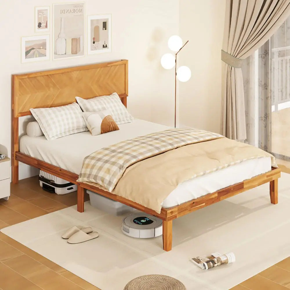 FullSize Bed Frame with Headboard and Storage Space