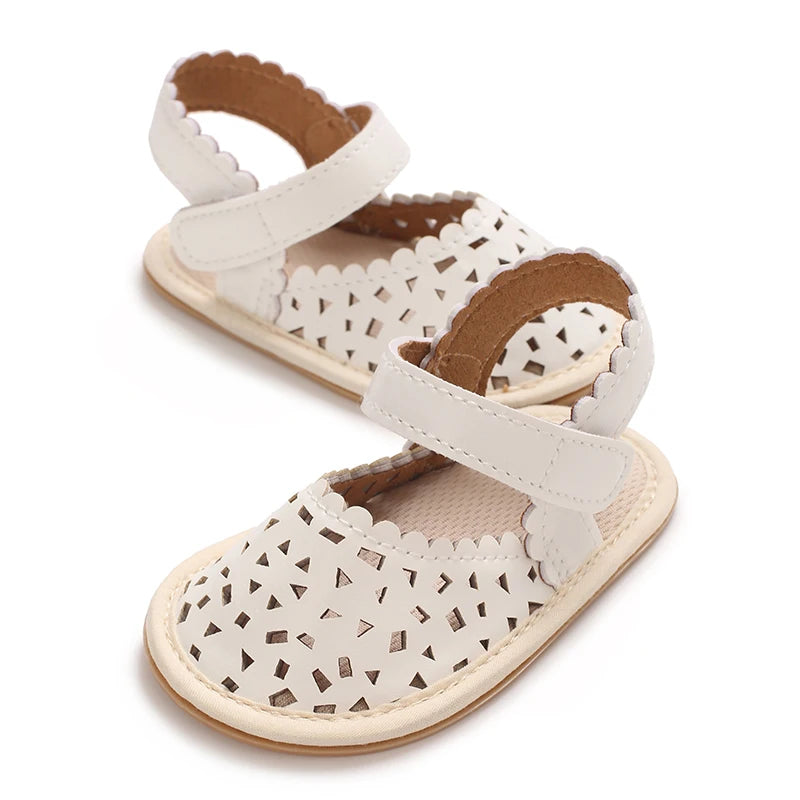 0-18M Baby Girls Summer Fashion Classic Minimalist Hollow Sandals Anti-Slip Casual Walking Shoes