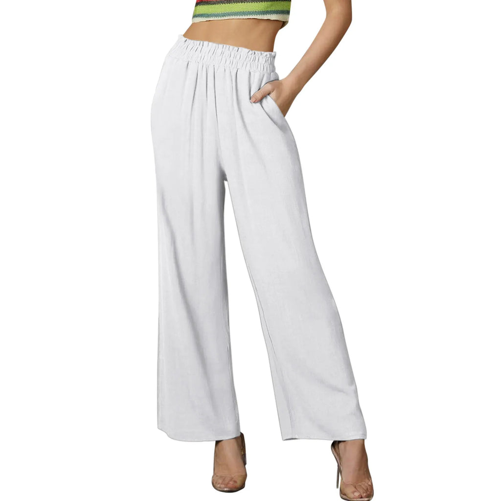 ZOMAXIUJEE Women's High Waisted Wide Leg Cotton Linen Palazzo Pants