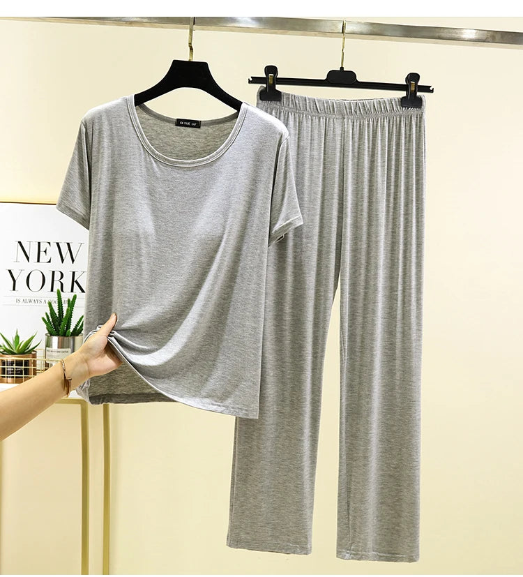 Women's Modal Two-Piece Pajama Set - Loose Lightweight Loungewear