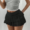 Cute Ruffle Bloomer Skirts Women'S'S Summer Lace Floral Skirt High Rise Tiered Ruffled Flowy Short Mini A Line Skirt