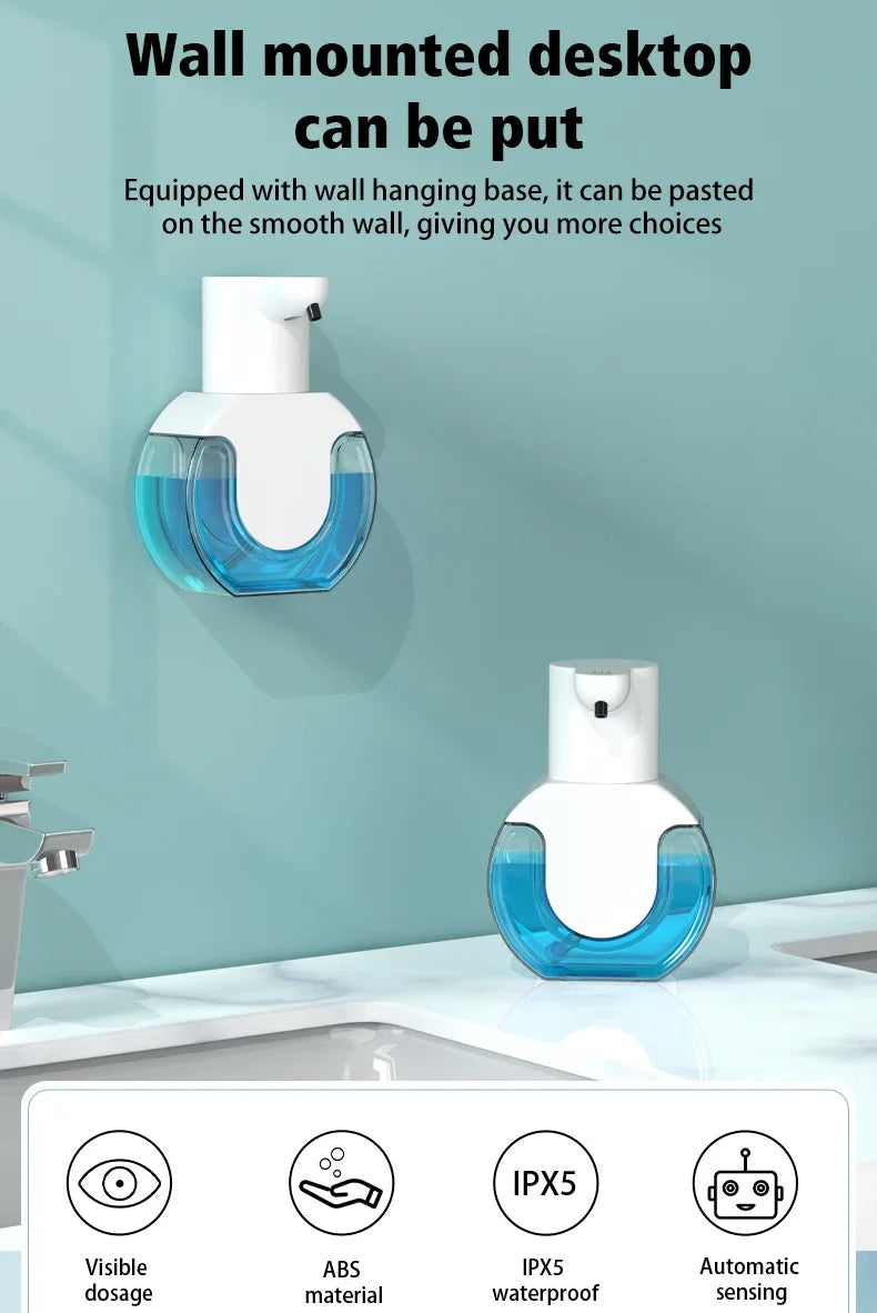 Dispensador automático de jabón de 420 ML, sin contacto, botella de desinfectante de manos con sensor infrarrojo, dispensador de jabón montado en la pared para baño