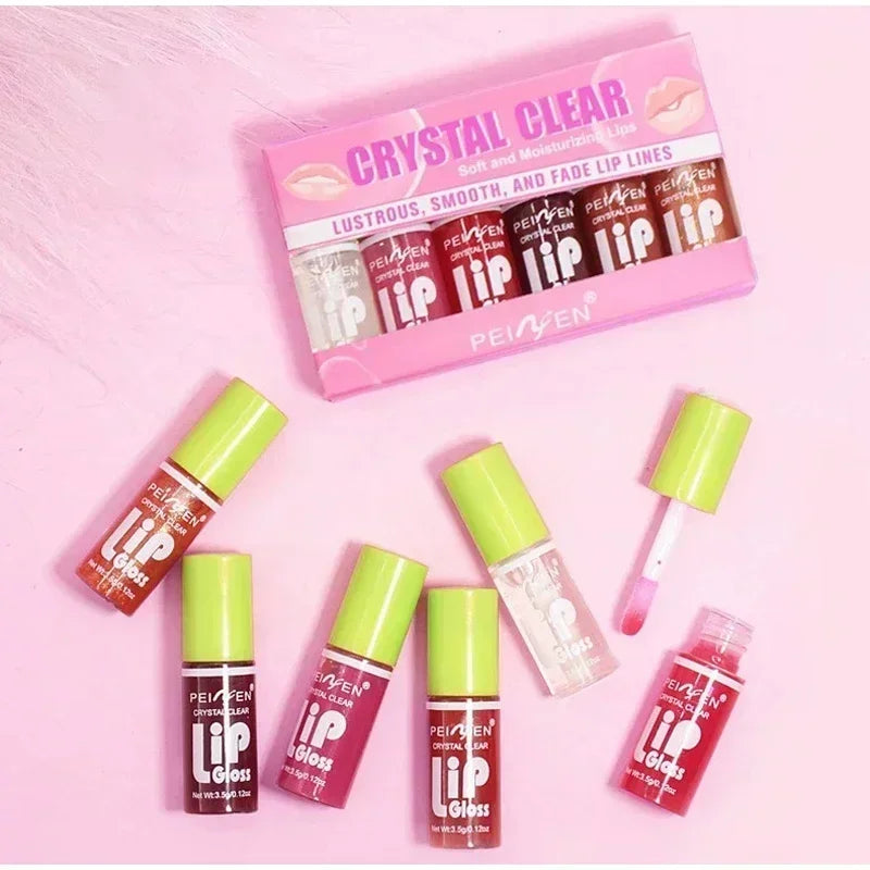 6-Piece Lip Gloss Oil Set,Aloe Vera Liquid Lipstick, Long-Lasting Moisturizing Smudge-Proof Lips Tint ,Non-Sticky Cosmetics