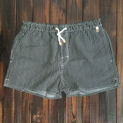 Men Clothing 2026 Beach Pants Men's Beach Vacation White Striped Shorts Hot Spring Swimming Trunks with Lining