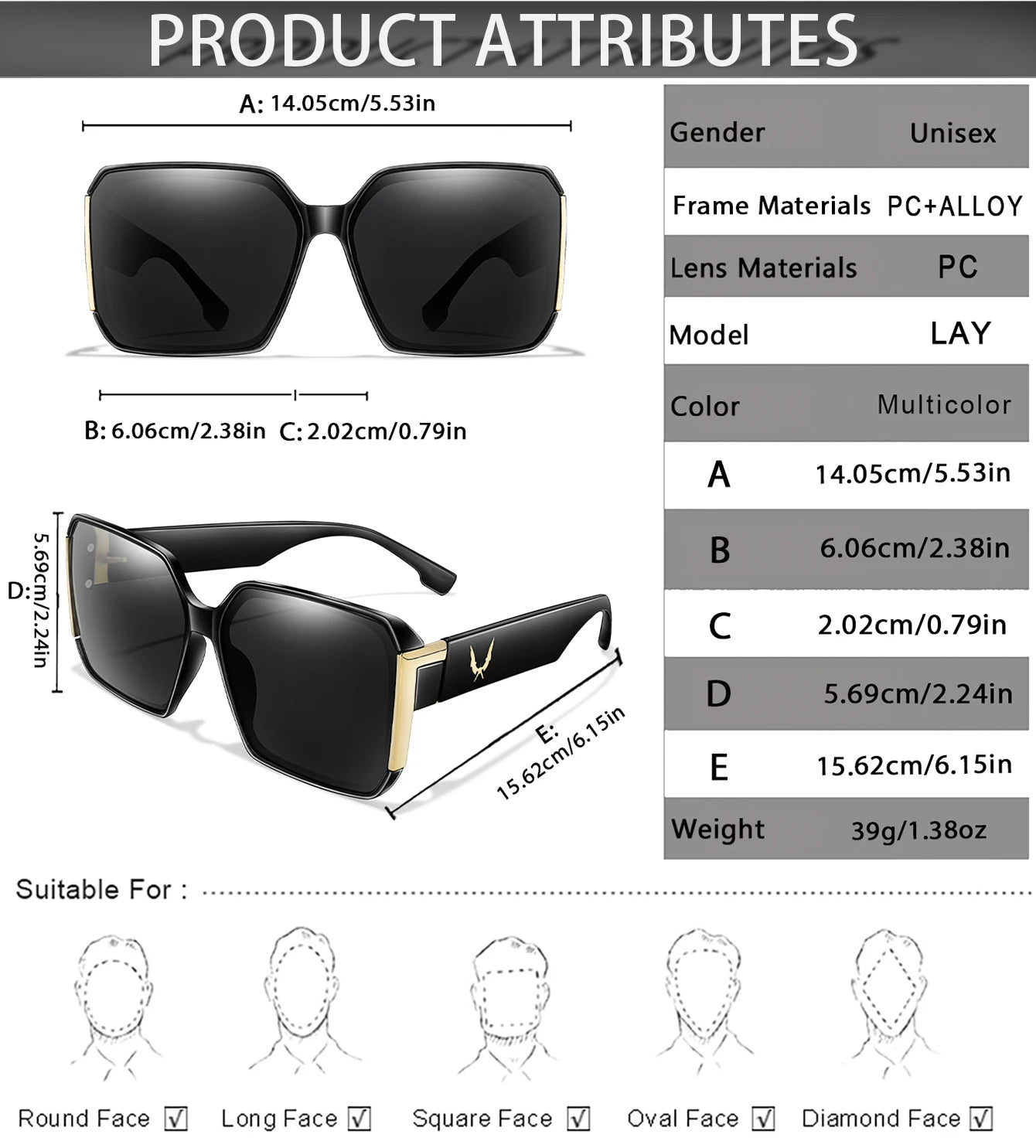 Fashion Sunglasses for Women Casual Square Shades with UV Protection for Daily wearing, Fishing, Driving, Golf, Travel With Box