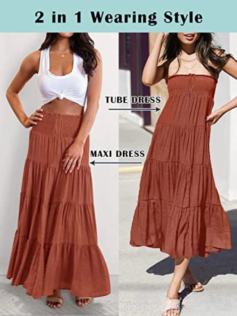 Summer High Waisted Maxi Skirts Women Clothing Fashion Ropa Mujer Faldas Casual Bohemian Long Skirt Saias Harajuku Streetwear