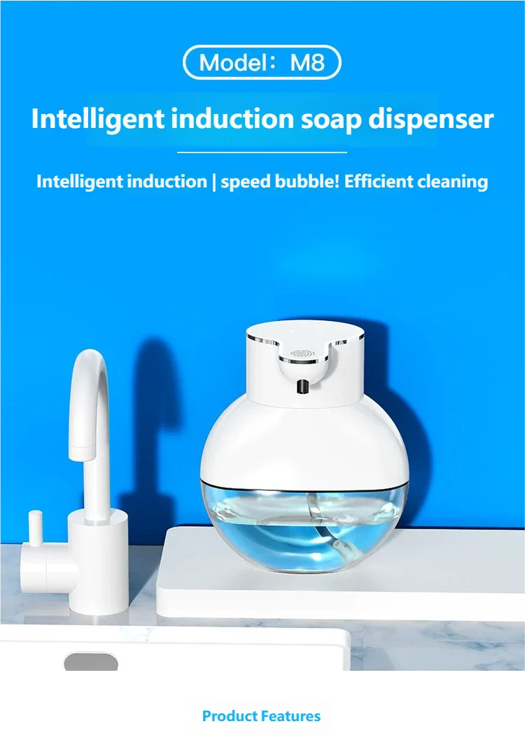 Dispensador de jabón automático Homefish, dispensador de espuma de jabón de manos de pared inteligente para lavavajillas de pequeña y gran capacidad