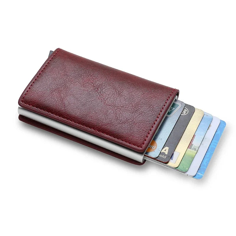 Carbon Fiber Credit Card Holder Wallets Men Brand Rfid Black Magic Trifold Leather Slim Mini Wallet Small Money Bag Male Purses