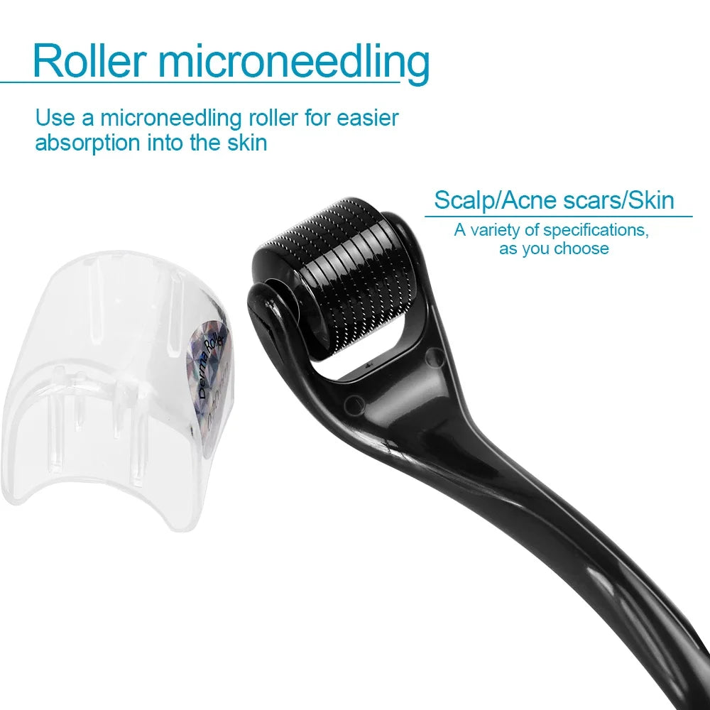 0.2/0.25/0.3mm 540 Microneedles Derma Roller for Hair Beard Grow Facial Skin Care Cosmetic Beauty Instrument for Women and Man