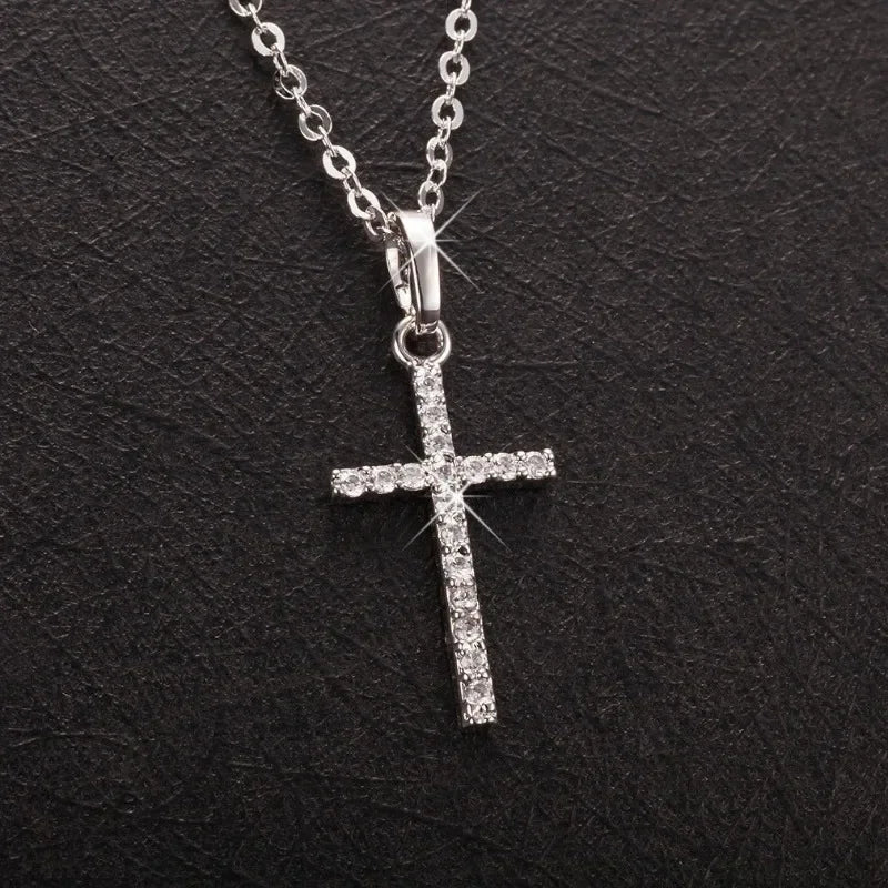 Stainless Steel Cross Pendant Zircon Necklace for Women Men Personalized Design Popular Hip Hop Choker Chain Party Jewelry Gifts