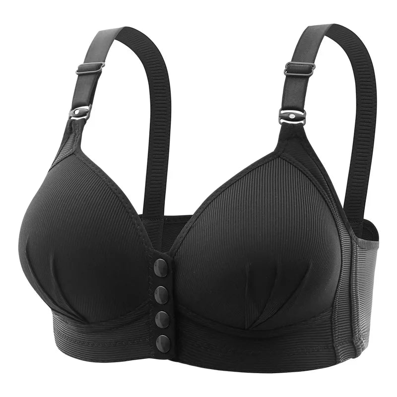New Large Size Front Buckle Sexy Push Up Women'S'S Bra Adjustable Thin Cup Breathable Comfortable Middle-Aged Mom Ladies Underwear