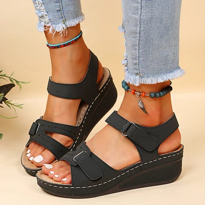 Women's Wedge Platform Sandals - Open Toe Casual Beach Shoes