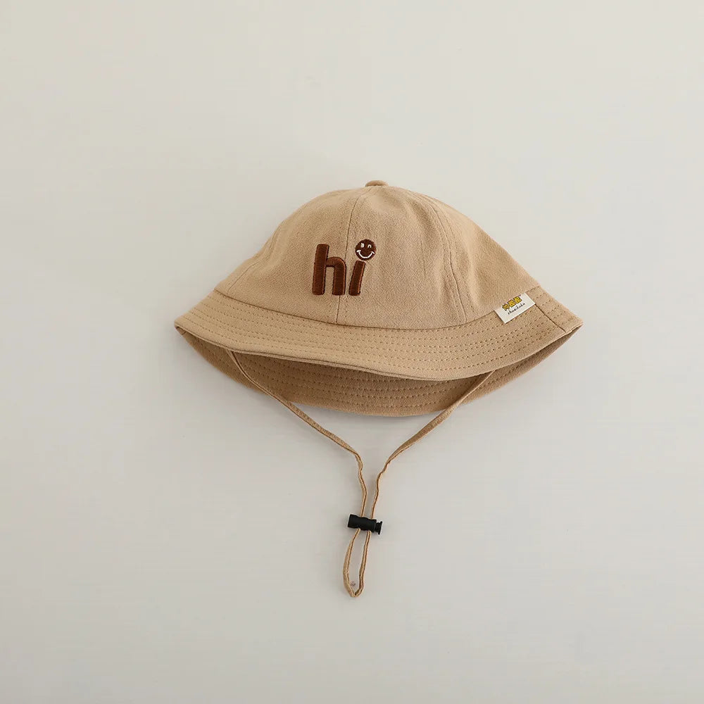 Embroidered Baby Bucket Hat Sun Safe Unisex Beachwear For Toddlers With Letter Design