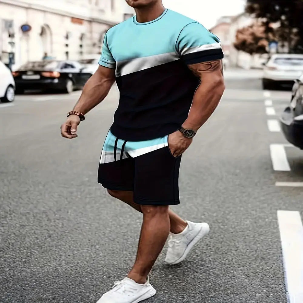 Men's Casual 3D Printed T-Shirt and Shorts Sportswear Set
