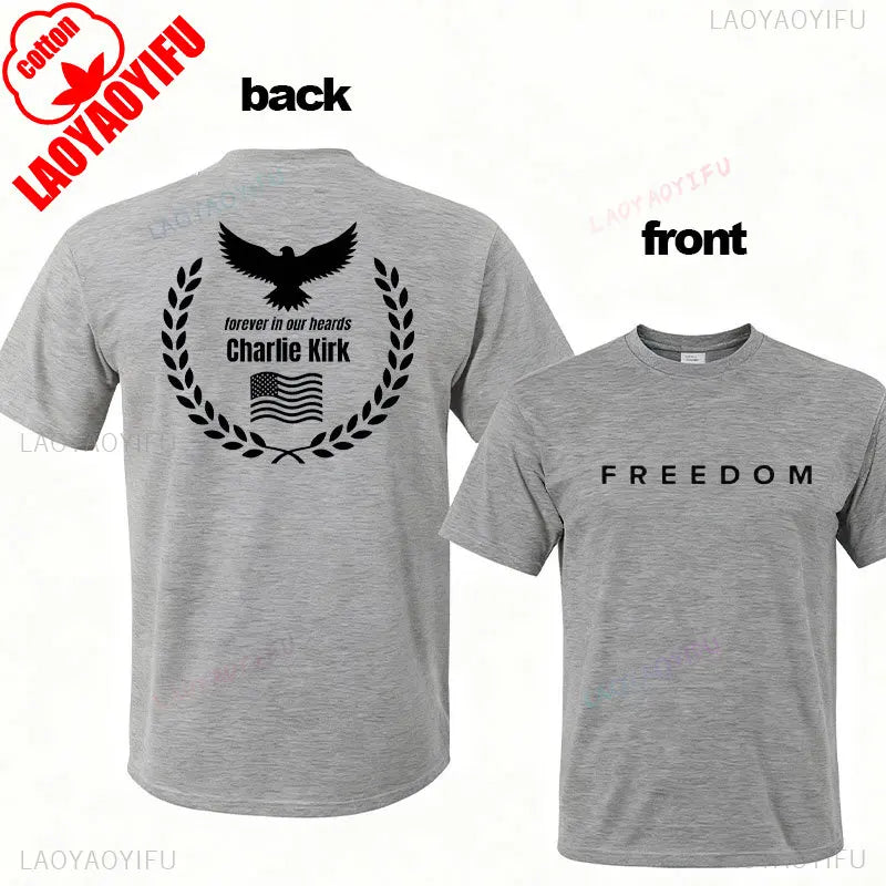 Charlie Kirk Freedom Shirt Patriotic Graphic Tee Tribute For Patriotic Activists Streetwear