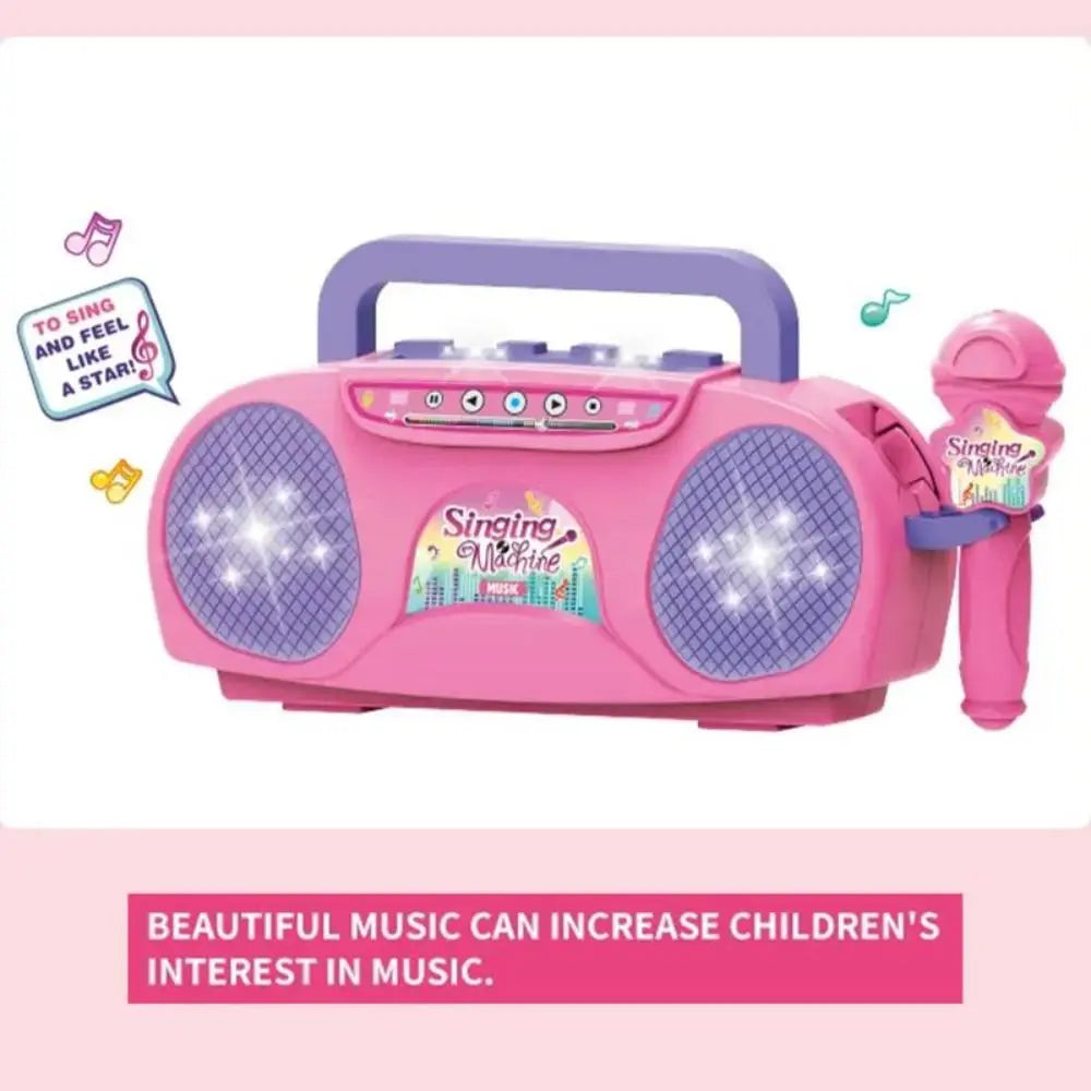 Music Instrument Microphone Karaoke Machine with Light Indoor Outdoor Travel Educational Toy Gifts for Kids Girls Children Toy