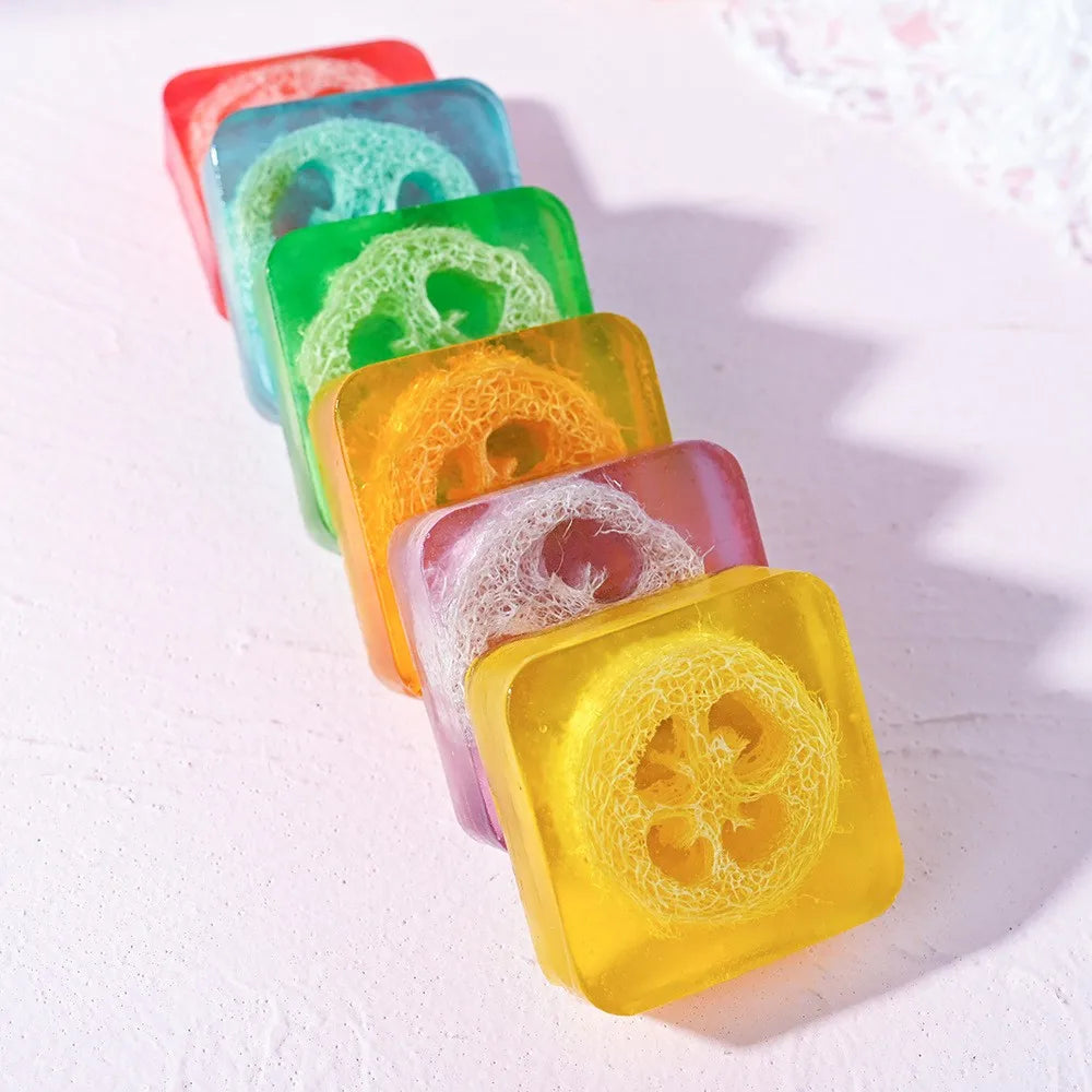 100g Organic Lavender Oil Loofah Soap Natural Lemon Whitening Face Body Wash Bar Loofah Soap