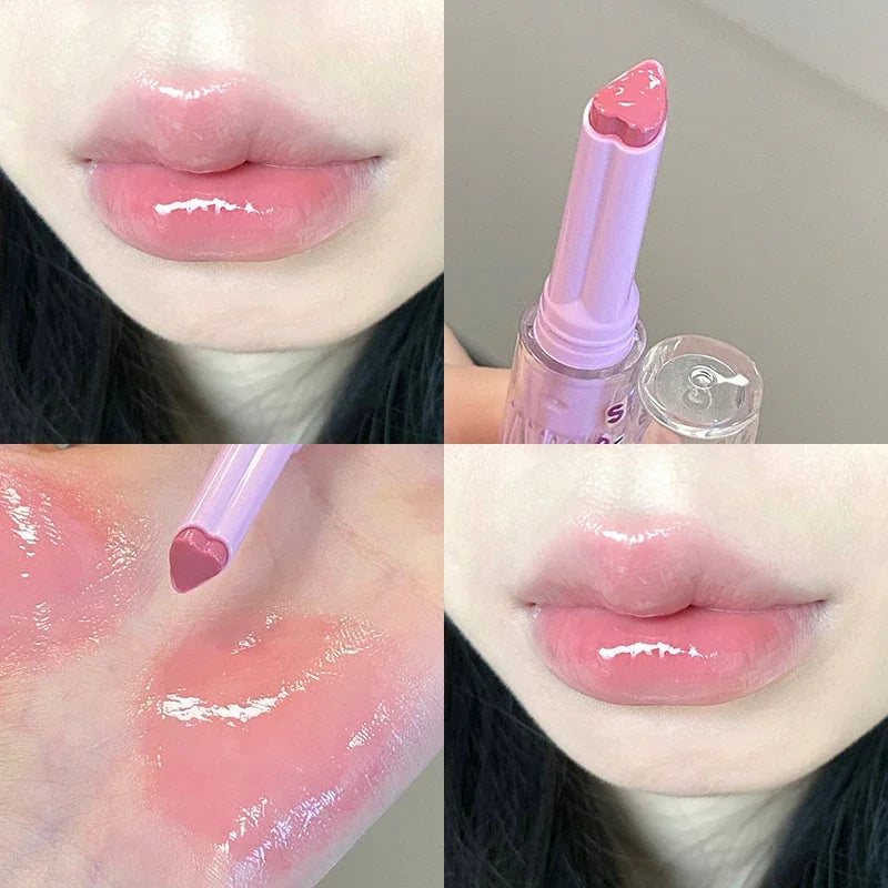 Clear Lip Glaze Jelly Solid Mirror Lipstick Waterproof Love-shaped Watermelon Lip Gloss Fade Lip Lines Moisturising Korea Makeup