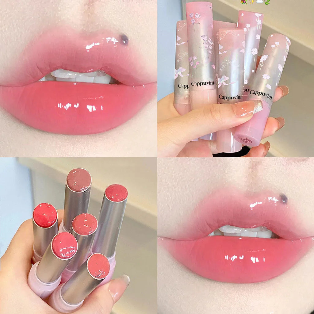 Flower Hydrating Solid Lip Gloss Mirror Shine Lip Honey Moisturizing Glossy Pink Jelly Lip Balm Non Sticky Makeup Lipstick