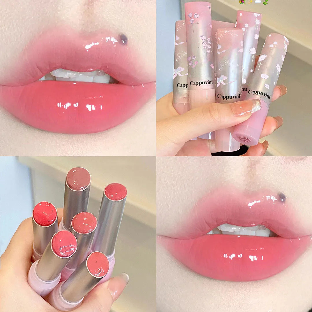 Flower Hydrating Solid Lip Gloss Mirror Shine Lip Honey Moisturizing Glossy Pink Jelly Lip Balm Non Sticky Makeup Lipstick