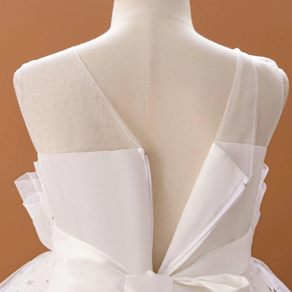 HETISO Elegant Trailing Flower Girl Dress for Weddings And Party Kids Galaxy Style Prom Gown 3-10 Years