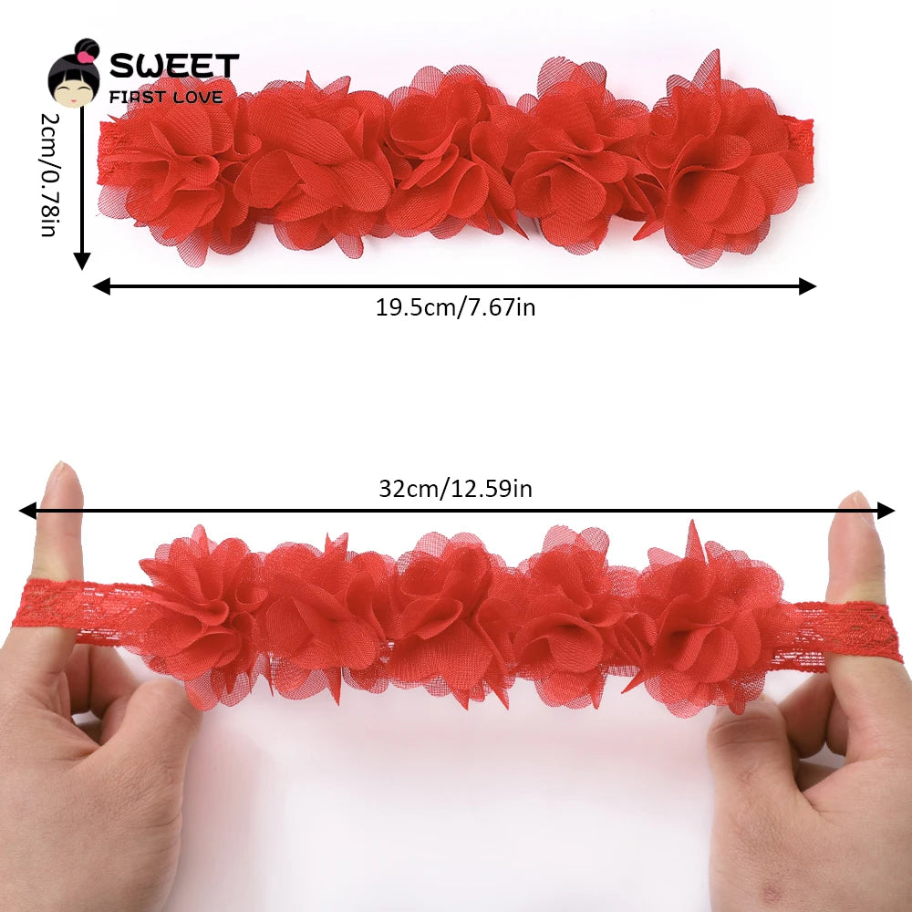 Pink Baby Flower Headband Pink Chiffon Hair Bands Handmade Diy Headwear Hair Accessories For Kids Children Newborn Toddler